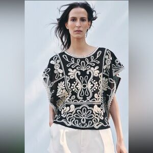 New ZARA ZW Collection Contrast Crochet Top